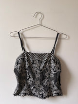 Black and white lace corset top