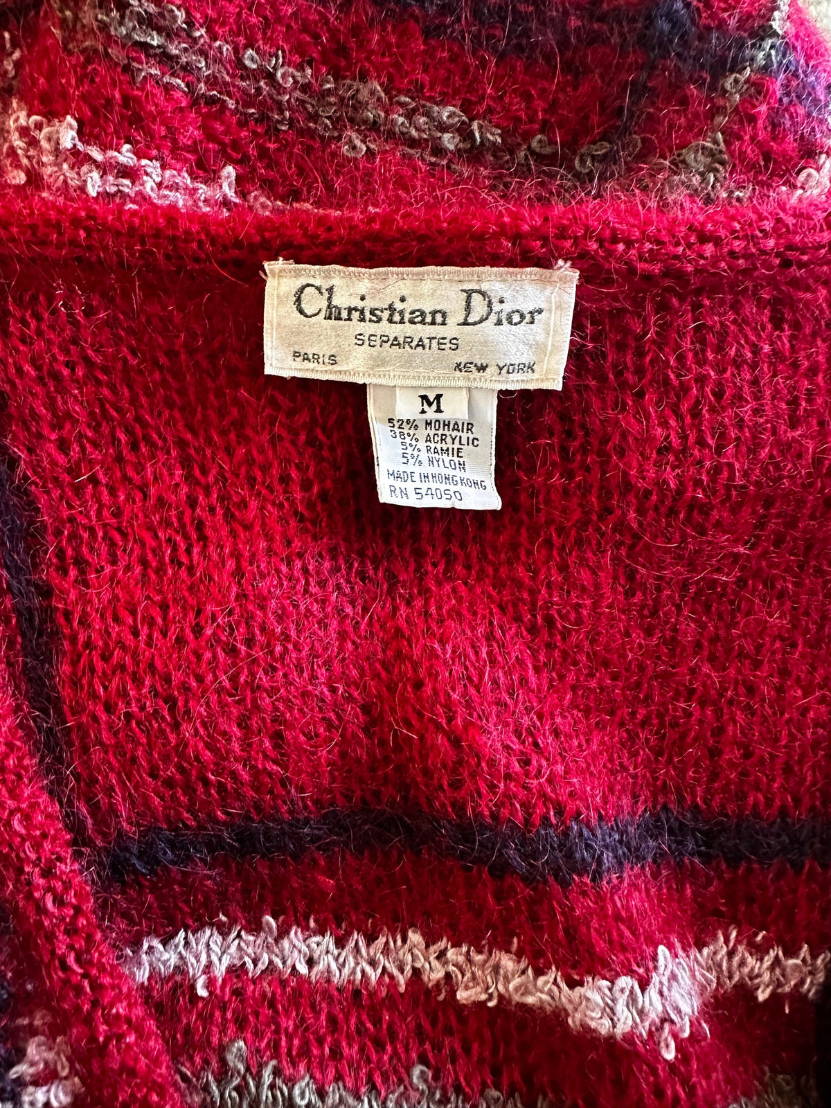 1980 Christian Dior	Rouge Plaid Mohair Vest