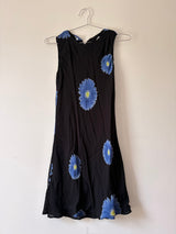 Floral print mini black dress