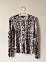 Merino wool snake print cardigan
