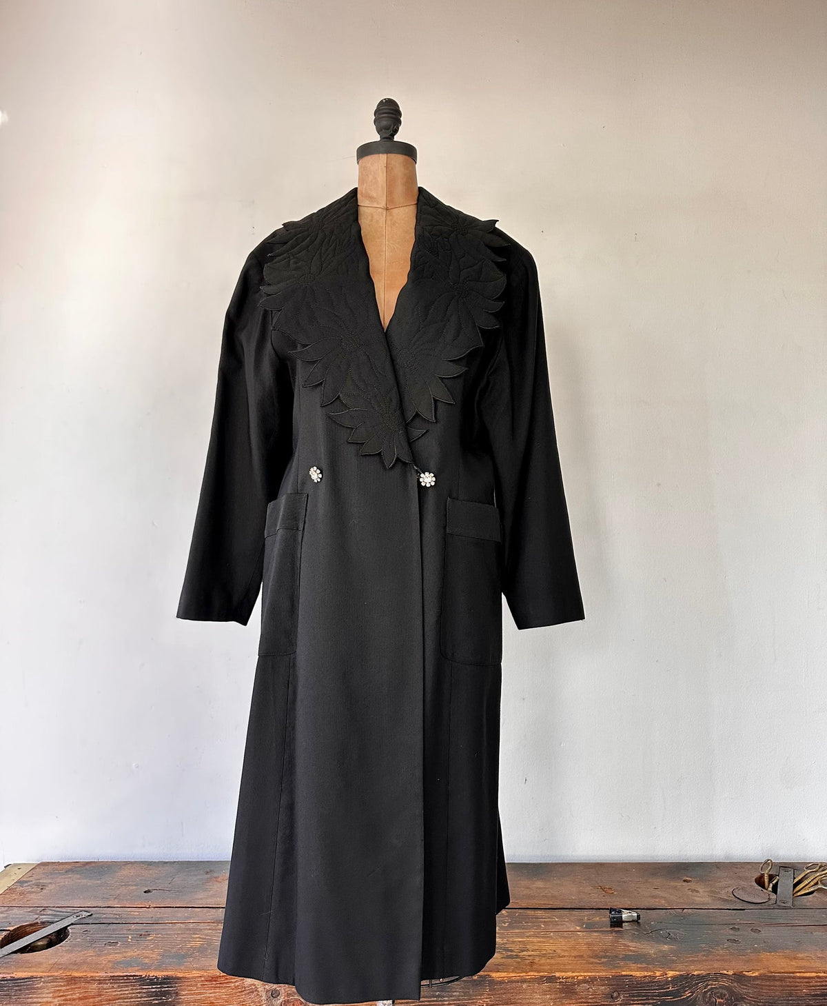 Ted Lapidus Floral Collar Noir Coat