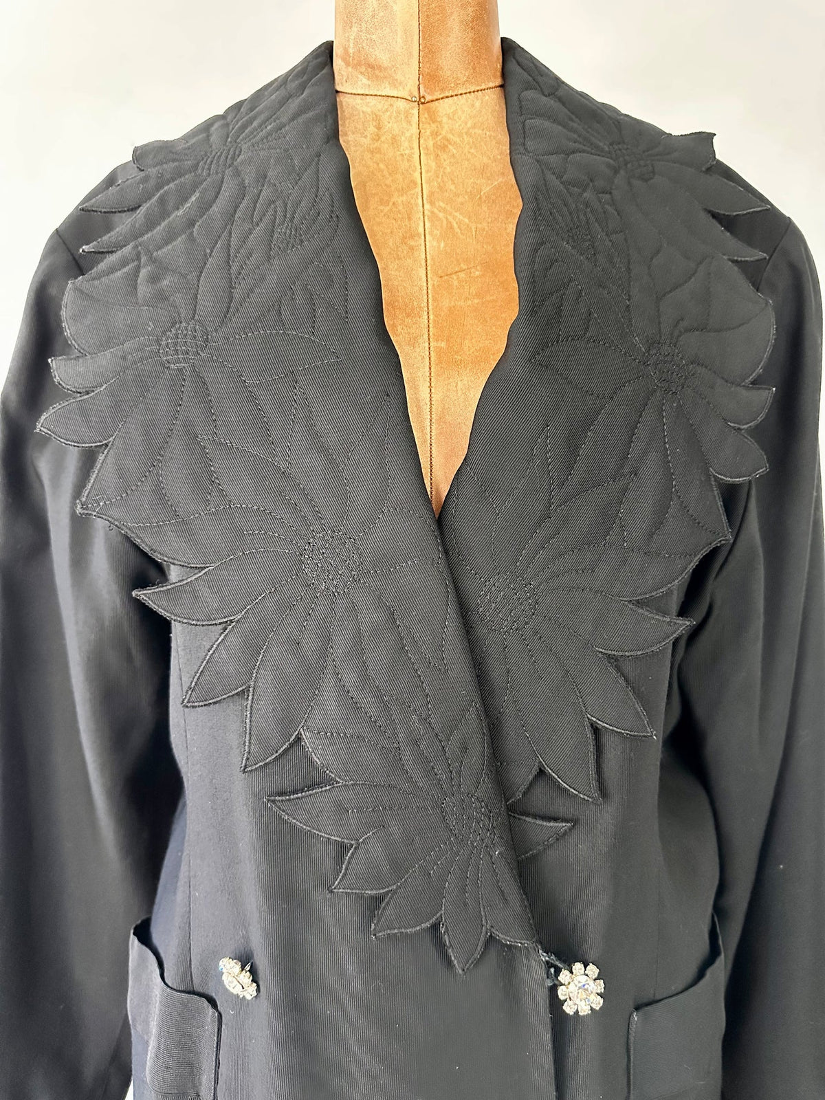 Ted Lapidus Floral Collar Noir Coat