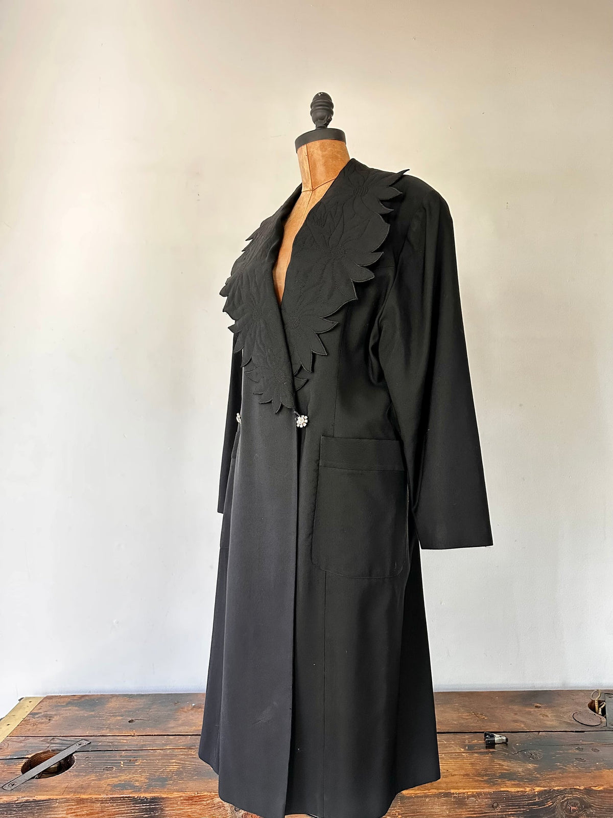 Ted Lapidus Floral Collar Noir Coat