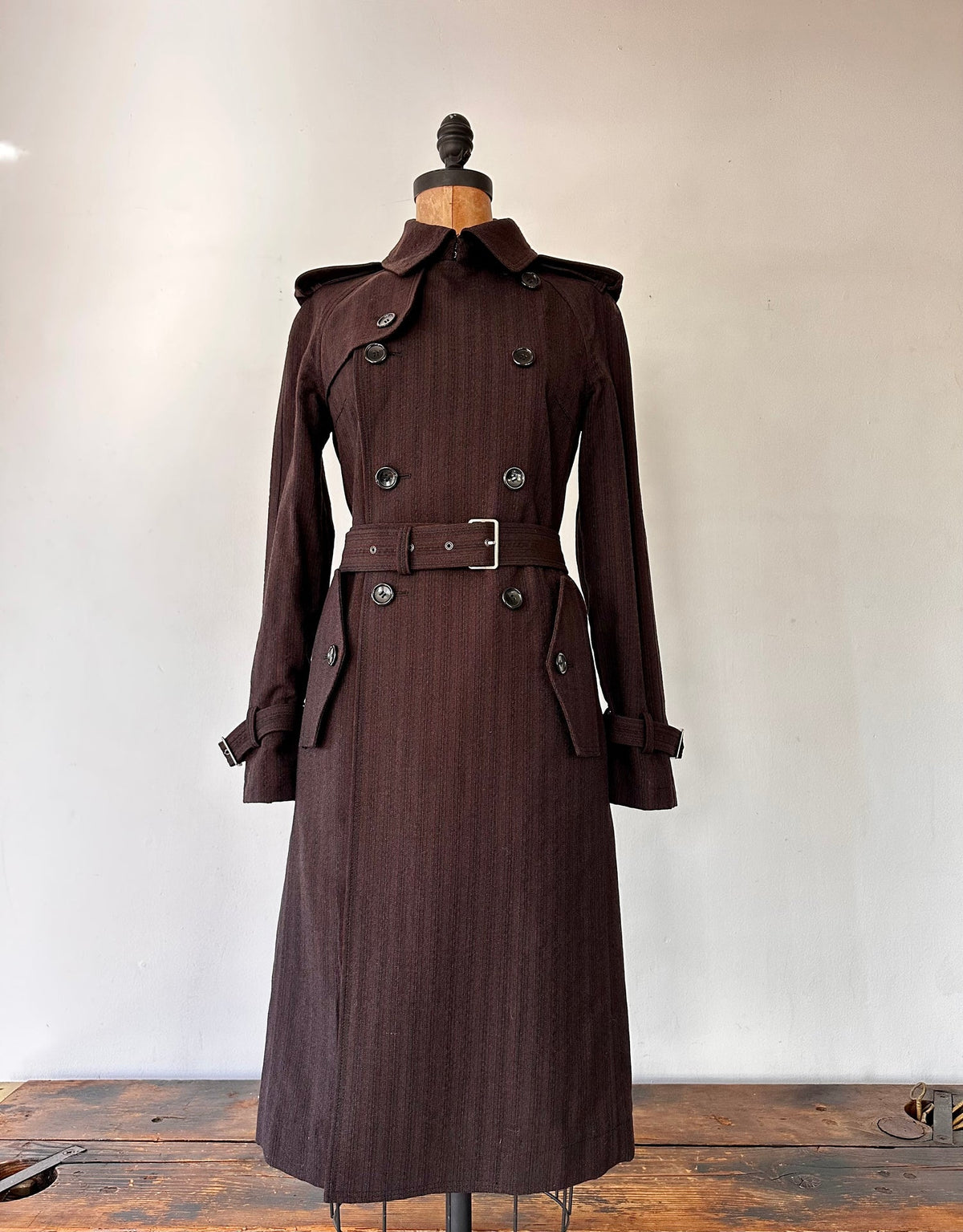 2005 AW	 Junya Watanabe Comme de Garcon Pinstripe Double Breasted Trench