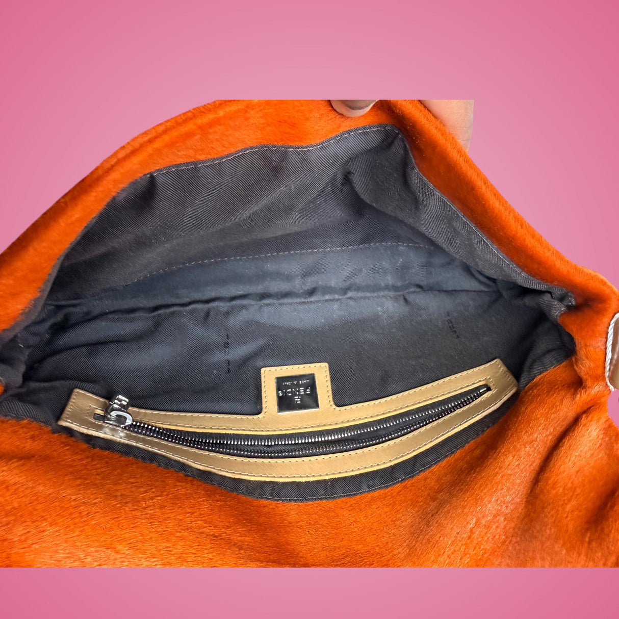 Fendi Baguette Orange Pony Hair