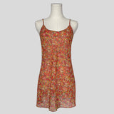 Simple sheer slip dress in orange floral