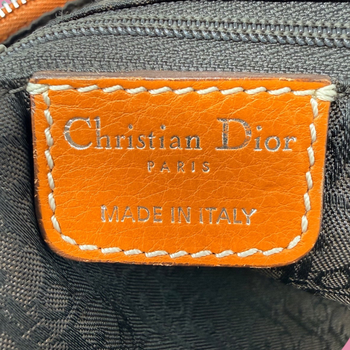 Christian Dior Orange Leather Top Handle Bag