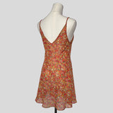 Simple sheer slip dress in orange floral