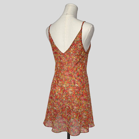 Simple sheer slip dress in orange floral