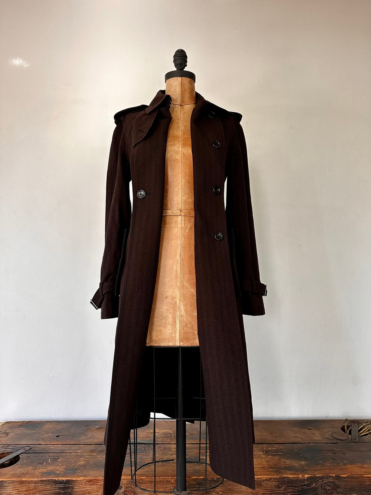 2005 AW	 Junya Watanabe Comme de Garcon Pinstripe Double Breasted Trench
