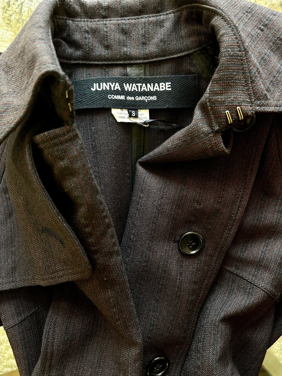 2005 AW	 Junya Watanabe Comme de Garcon Pinstripe Double Breasted Trench