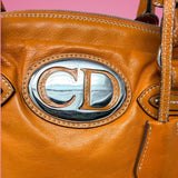 Christian Dior Orange Leather Top Handle Bag