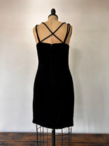 1980 Arrested	Noir Velvet Cross Body Pearl Trim dress