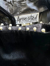 1980 Arrested	Noir Velvet Cross Body Pearl Trim dress