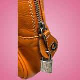 Christian Dior Orange Leather Top Handle Bag