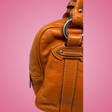 Christian Dior Orange Leather Top Handle Bag