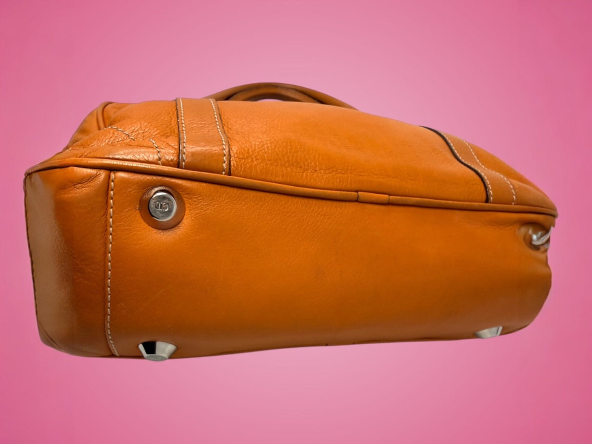 Christian Dior Orange Leather Top Handle Bag