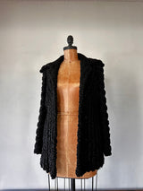 1960 Noir Sheering Lamb Chevron Coat