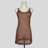 Leopard print mesh slip dress