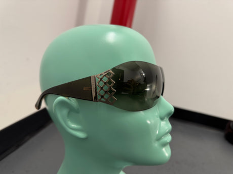 VERSACE Brown Shield Sunglasses with Silver Detail