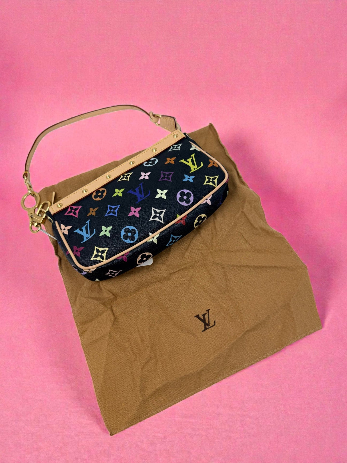 Louis Vuitton Murakami Black Multi Monogram Pochette