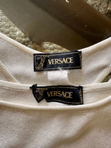 1990 Versace Cream Hand Knit skirt set