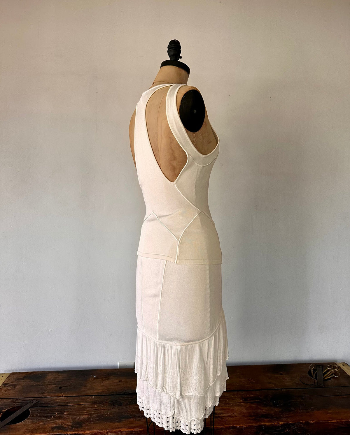 1990 Versace Cream Hand Knit skirt set