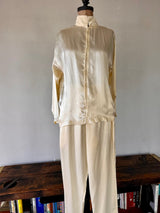 1990 Blanc Pleated Tank  1991 Anna Sui  Runway Collection Cream Silk Pearl button up