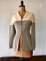 2017 Narisco Rodriguez	Color Block Silk Linen Blazer