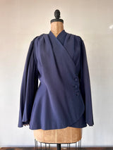 1940 Lilli Ann  Navy pleated sleeve kimono style blazer