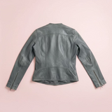 Promod Military-Style Leather Zip Jacket Jackets Dark Grey