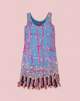 Custo Barcelona Sequin Fringe Printed Mini Dress