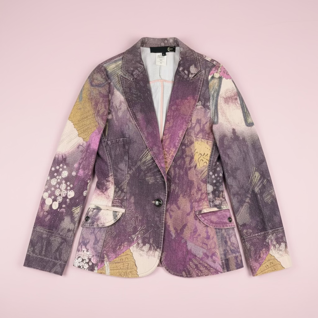 Cavalli purple patchwork blazer