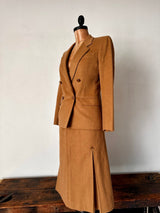 1970 Burberry Caramel Wool Skirt Set