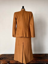 1970 Burberry Caramel Wool Skirt Set