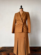 1970 Burberry Caramel Wool Skirt Set