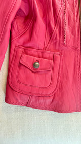 Vintage Hot Pink Leather Moto Jacket