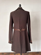 1980 Saint John Dark Brown Crochet Pleather Croc Trim Details