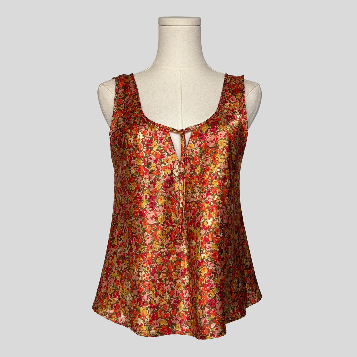 Silky keyhole tank top in light orange