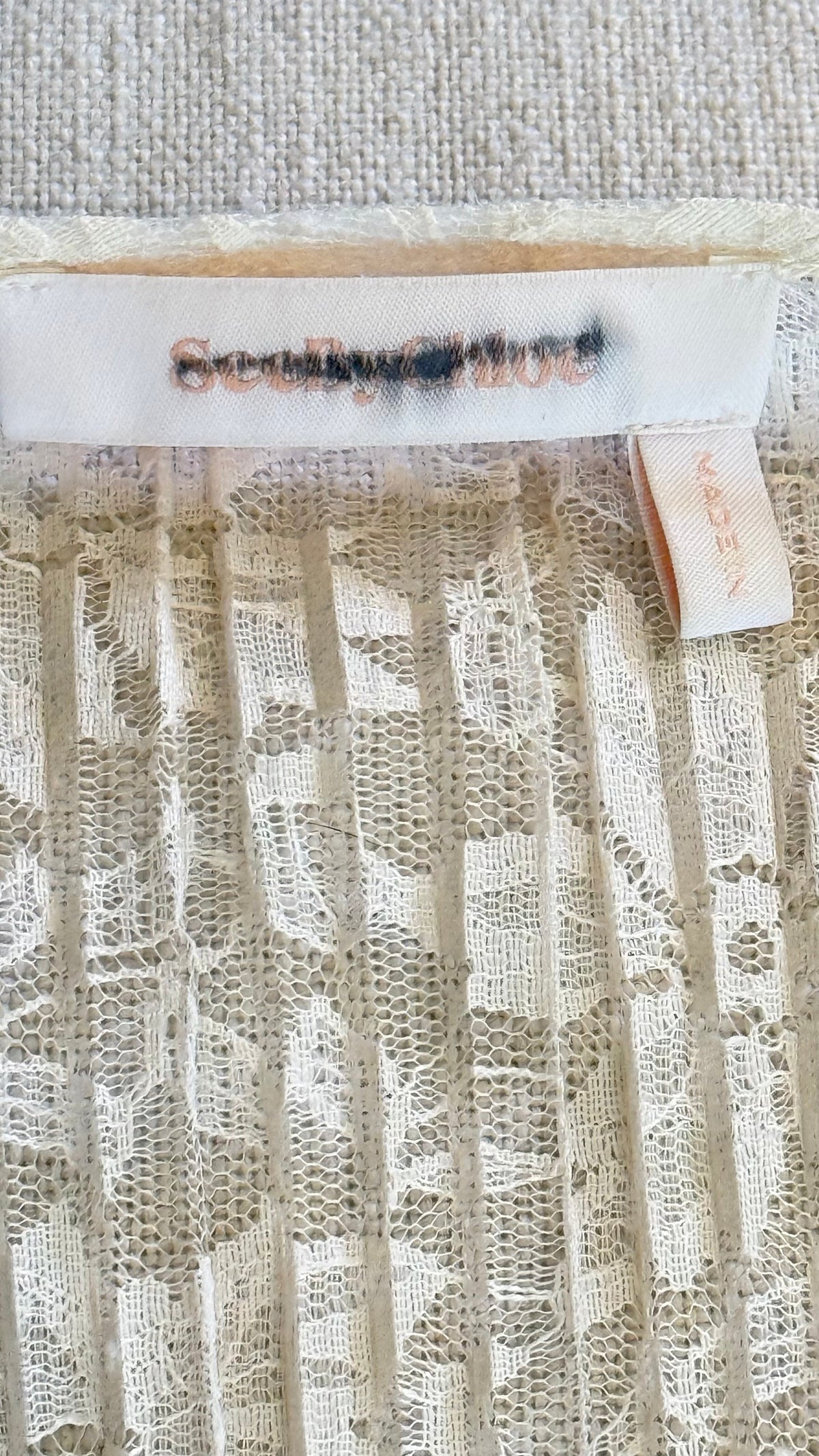 See by Chloé Sheer Lace Bell Sleeve Blouse