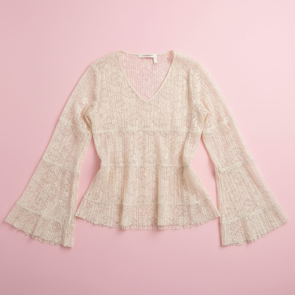 See by Chloé Sheer Lace Bell Sleeve Blouse