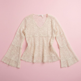 See by Chloé Sheer Lace Bell Sleeve Blouse