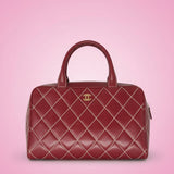 Chanel Burgundy Top Handle Bowler Bag (comes with duster)