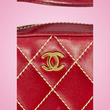 Chanel Burgundy Top Handle Bowler Bag (comes with duster)