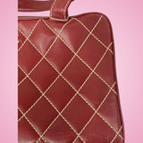 Chanel Burgundy Top Handle Bowler Bag (comes with duster)