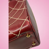 Chanel Burgundy Top Handle Bowler Bag (comes with duster)