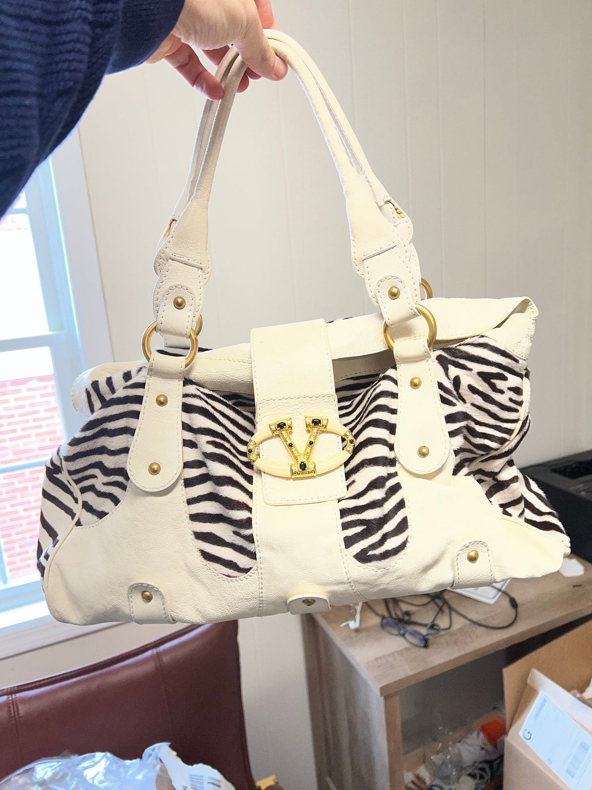 Valentino with pony handbag black & white pony