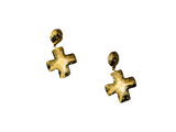 Gold Etched Cross Earrings
