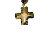 Gold Etched Cross Earrings