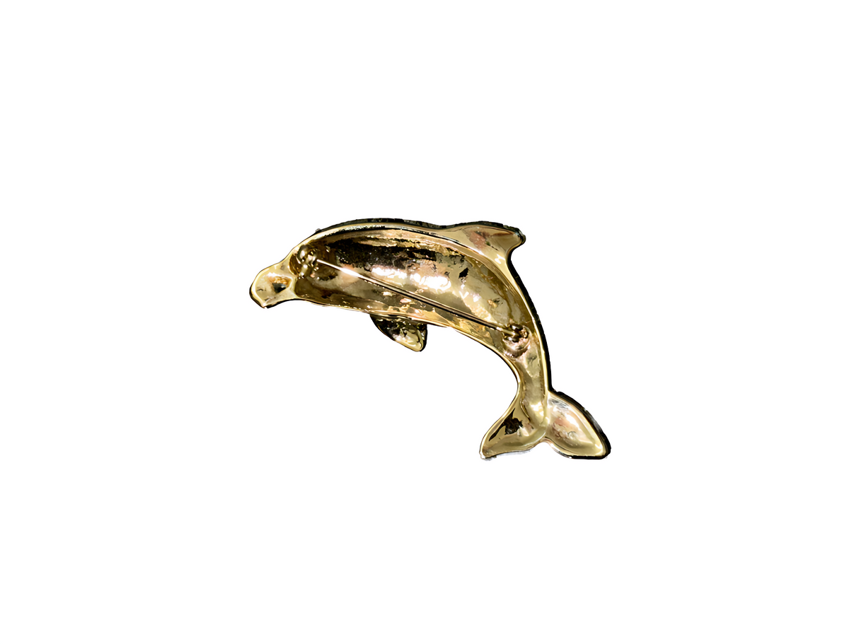 Gold Dolphin Pin with Faux Pearl